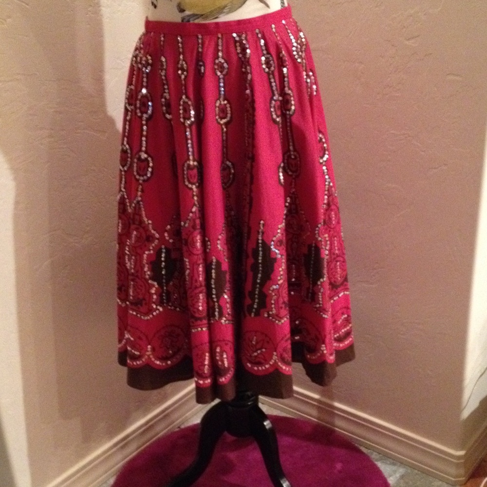 Full Cotton Lined Embellished Skirt